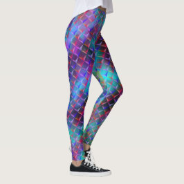 Blauw tot lila en 3D of roze rode driehoeken Leggings