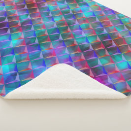 Blauw tot lila en 3D of roze rode driehoeken Sherpa Deken
