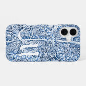 blauw tot monogram iPhone 16 hoesje (Achterkant horizontaal)
