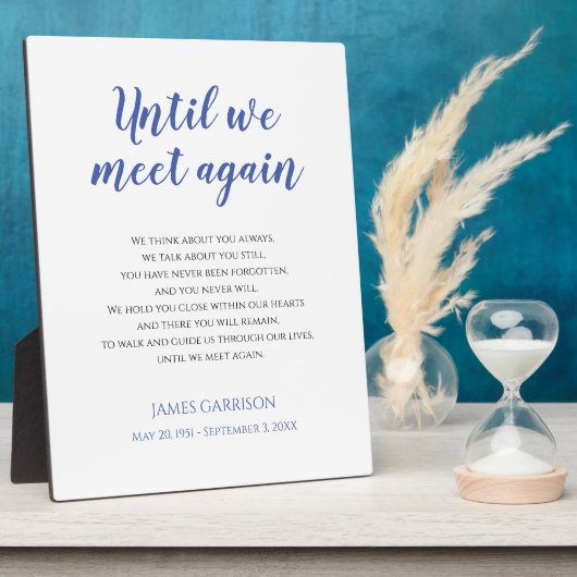 Blauw tot we elkaar weer ontmoeten Gedicht Viering Fotoplaat (Zijkant)