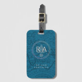 Blauw Touw Monogram Kaart Nautilus Bagagelabel (Voorkant (verticaal))