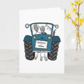 Blauw tractor landelijke trouwdag kaart (Gele Bloem)