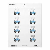 Blauw tractoretiket voor Baby shower Etiket (Full Sheet)