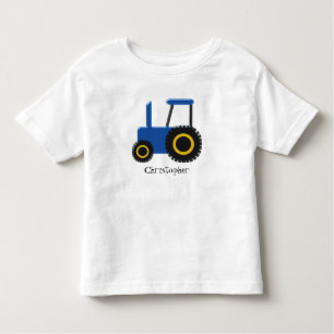 Blauw tractorontwerp gepersonaliseerd kinder shirts