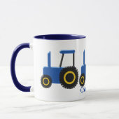 Blauw tractorontwerp gepersonaliseerd mok (Links)