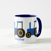 Blauw tractorontwerp gepersonaliseerd mok (Voorkant rechts)