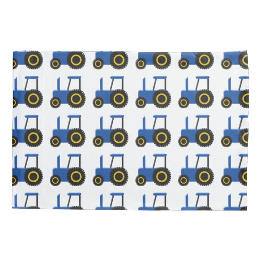 Blauw tractorpatroon kussensloop (Achterkant-Links)