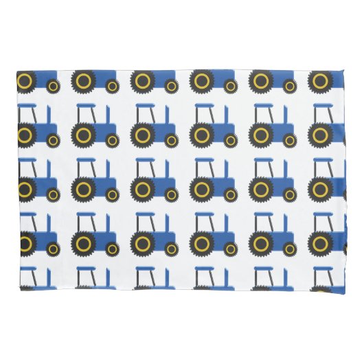 Blauw tractorpatroon kussensloop (Voorkant-Links)