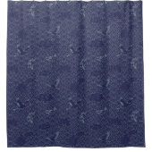 Blauw Traditioneel Japans Golf Seigaiha Patroon Douchegordijn (Voorkant)