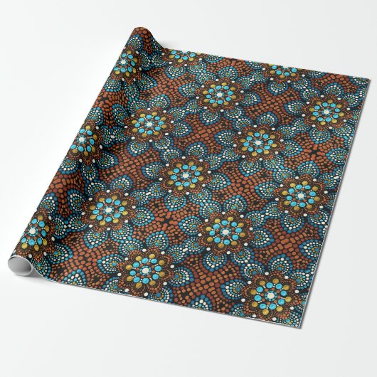 Blauw trappelpapier cadeaupapier (Uitgerold)