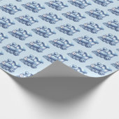 Blauw Treininpakpapier Cadeaupapier (Hoek)