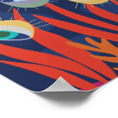 Blauw trendy abstract water ogen oceaan kunst post poster (Hoek)