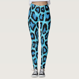 Blauw trendy luipaard patroon leggings