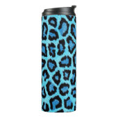 Blauw trendy luipaard patroon thermosbeker (Gedraaid links)