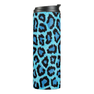 Blauw trendy luipaard patroon thermosbeker