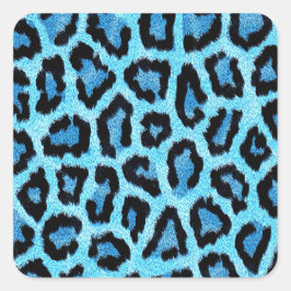 Blauw trendy luipaard patroon vierkante sticker
