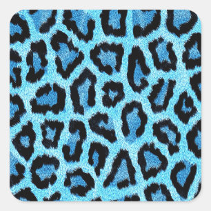 Blauw trendy luipaard patroon vierkante sticker