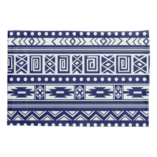 Blauw Tribal geometrisch patroon Kussensloop (Achterkant)