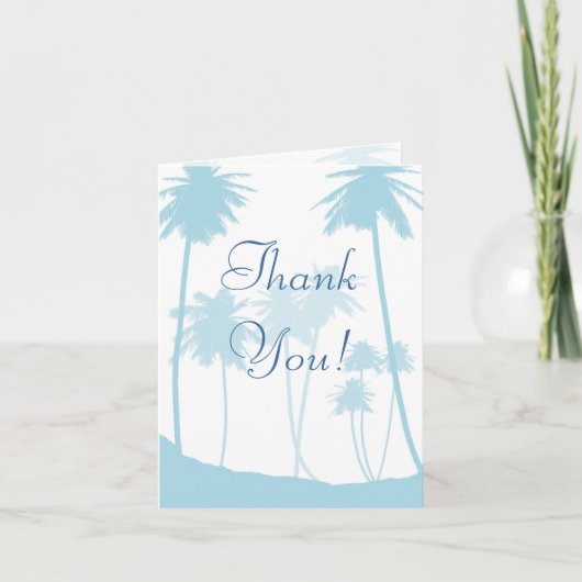 Blauw Tropic Palmbomen Bruiloft Bedankt (Voorkant)