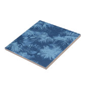 Blauw Tropic Palmenblad Tegeltje (Zijkant)