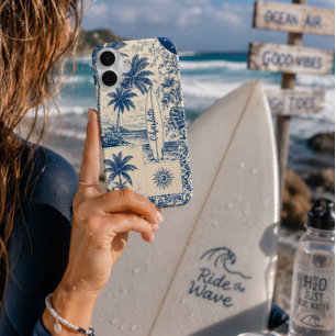 Blauw Tropic Surfboard iPhone 16 Hoesje