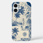 Blauw Tropic Surfboard Case-Mate iPhone Case (Achterkant)