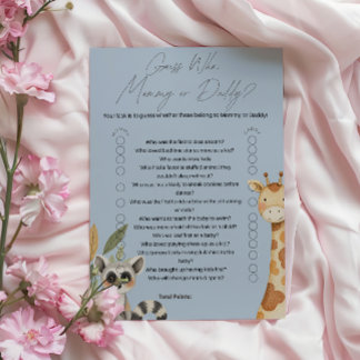 blauw Tropical Safari Animals Baby shower spel