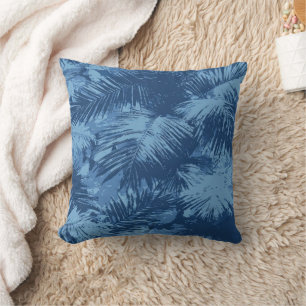 Blauw Tropiciaal Palmblad Kussen