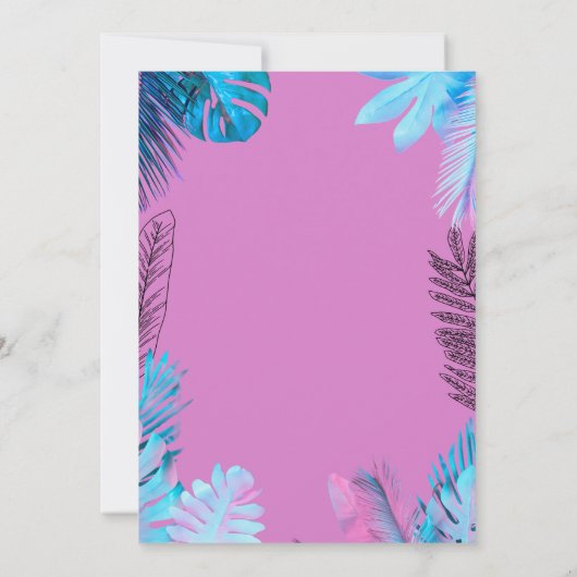 Blauw Tropisch Bladeren Flamingo's Roze Zoet 16 Kaart (Achterkant)
