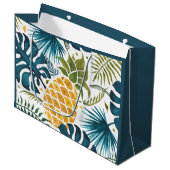 Blauw tropisch blauw blauw blauw blauw goudanaspal groot cadeauzakje (Voorkant Gekanteld)