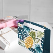 Blauw tropisch blauw blauw blauw blauw goudanaspal groot cadeauzakje