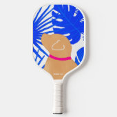 Blauw tropisch eiland gele hond pickleball peddel paddle (Achterkant)
