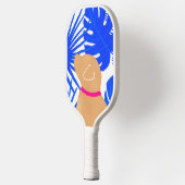 Blauw tropisch eiland gele hond pickleball peddel paddle (Links)
