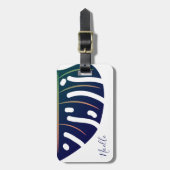 Blauw tropisch leder, wit Bagagelabel (Voorkant verticaal)