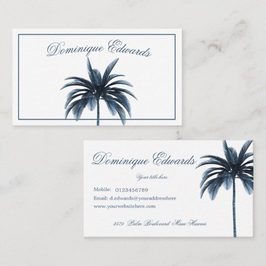 Blauw tropisch palm Stijlvolle Professional Visitekaartje (Voorkant / Achterkant)