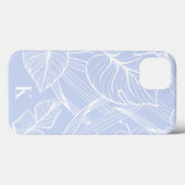 Blauw tropisch palmbladpatroon Case-Mate iPhone case (Achterkant (horizontaal))