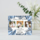 blauw tropisch palms Wedden sparen de datum (Staand voorkant)