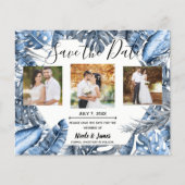 blauw tropisch palms Wedden sparen de datum (Voorkant)