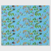Blauw tropisch paradijs cadeaupapier (Vlak)