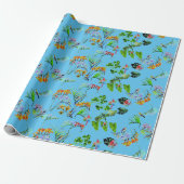 Blauw tropisch paradijs cadeaupapier (Uitgerold)