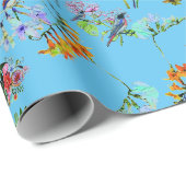 Blauw tropisch paradijs cadeaupapier (Rol Hoek)