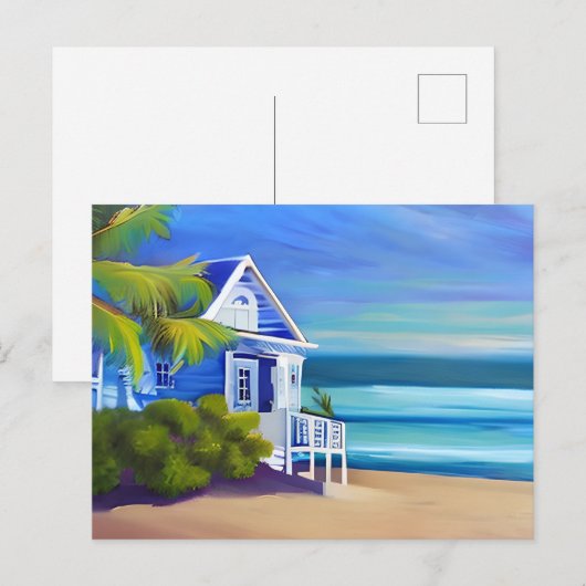 Blauw Tropisch Paradijs | GEZEGDE HALLO Briefkaart (Voorkant / Achterkant)