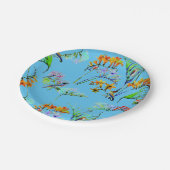 Blauw tropisch paradijs papieren bordje (Gekanteld)