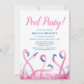 Blauw Tropisch Roze Flamingo 18e Zwembad Verjaarda Kaart (Voorkant)