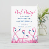 Blauw Tropisch Roze Flamingo 18e Zwembad Verjaarda Kaart (Staand voorkant)