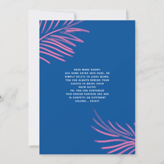 Blauw Tropisch Roze Flamingo 18e Zwembad Verjaarda Kaart (Achterkant)