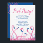 Blauw Tropisch Roze Flamingo 18e Zwembad Verjaarda Kaart<br><div class="desc">Moderne, blauwe en roze flamingo verjaardagsuitnodigingen die u kunt personaliseren voor uw zwembadfeest! Dit leuke ontwerp is voorzien van een stoere kudde wilde roze flamingo's in roze en koningsblauwe waterverven. Het vieren van zoete 16, een andere leeftijd, of het gooien van een zwembad partij "gewoon omdat"? Deze uitnodigingen voor de...</div>