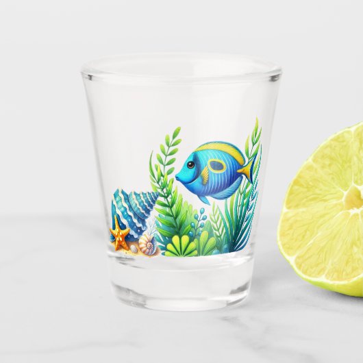 Blauw tropisch zee shotglas shot glas (Voorkant)