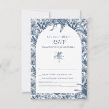 Blauw TROPISCHE PALMBOOM Reactie Bruiloft