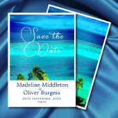 Blauw Tropolische Oceaan Bestemming Trouw Engageme Save The Date